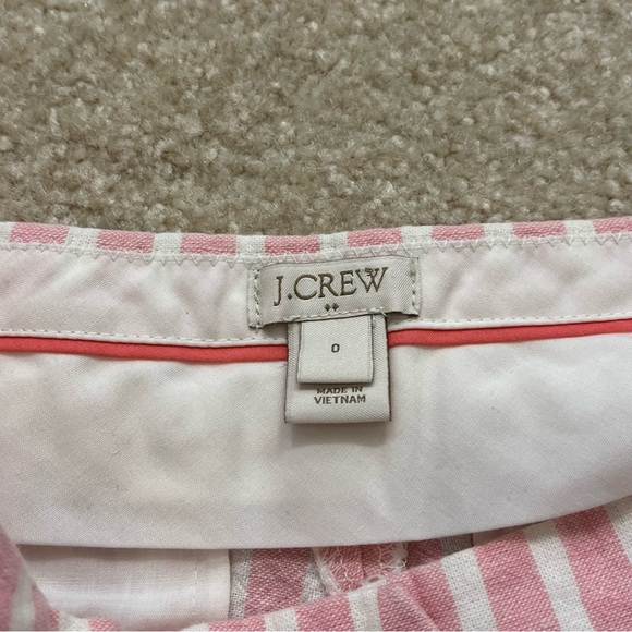 J Crew Shorts Womens 0 Pink White Stripes Summer Linen Cotton Blend Chino Casual - Picture 3 of 8